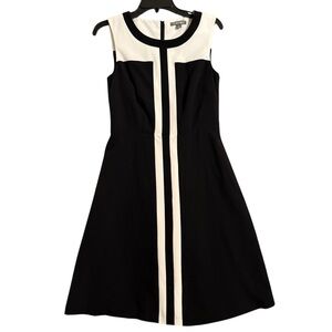 Roz & Ali Elegant Black and Cream Midi Dress